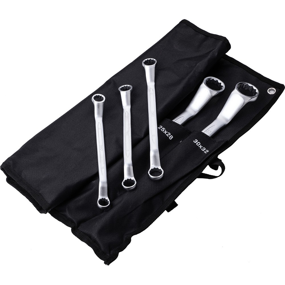 Набор ключей накидных изогнутых Deli YS EDL150012A, 6-32 мм, 12 шт., чехол, черный - 4