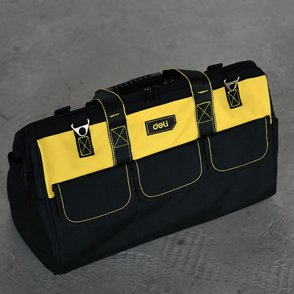Сумка для инструментов Deli "EDL430113", 310x170x220 мм, 14 карманов, черный, желтый - 4