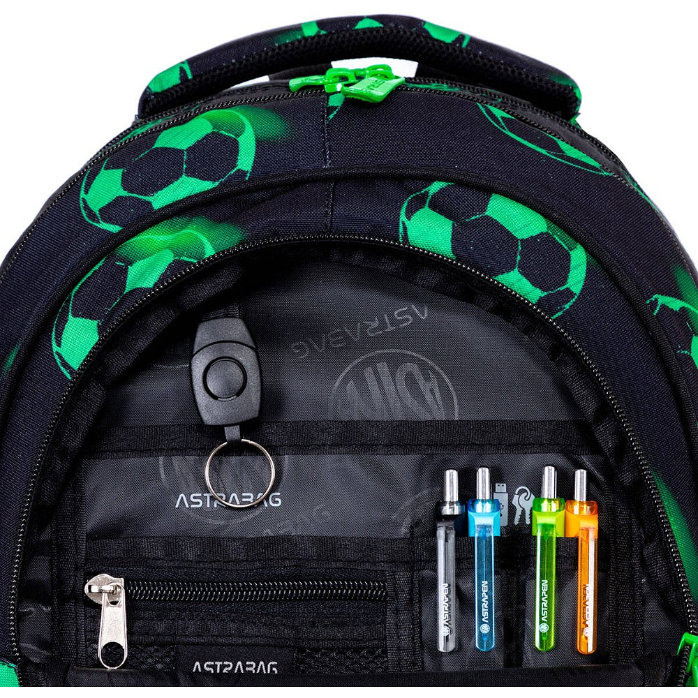 Рюкзак школьный "Neo Football", полиэстер, черный, зеленый - 8