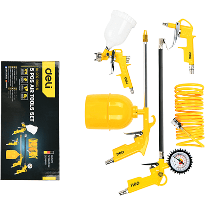 Набор пневматического инструмента Deli YS EDL-QPQ-990G-5, 5 шт, желтый