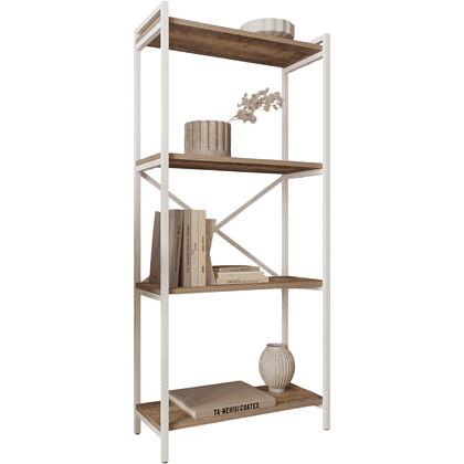 Стеллаж ALLERD RION, белый муар, 675х300х1500, австралийское дерево