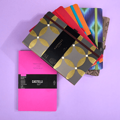 Блокнот Castelli Milano "Oro Circles", А5, 120 листов, линейка, серый, золотистый - 4