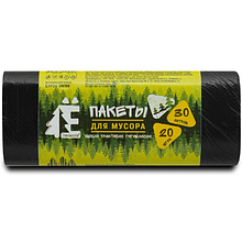 Мешки для мусора Ромашка Эконом, 30 л, ПНД, 5.6 мкм, 48х57.5 см, 20 шт/рулон, черный