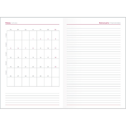 Ежедневник датированный "Berlin", А5, бордовый, 2026 - 4