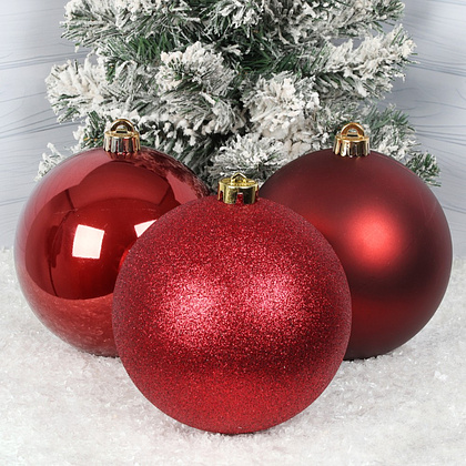 Шар елочный "41889", 15 см, пластик, ассорти, 3шт/уп. - 5