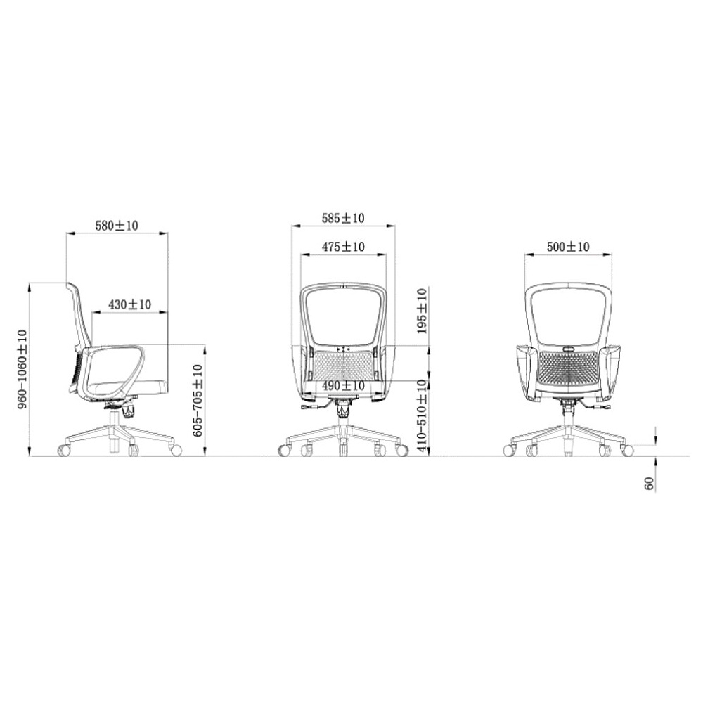 Кресло компьютерное SitZone U-069B, сетка, ткань, пластик, черный - 5