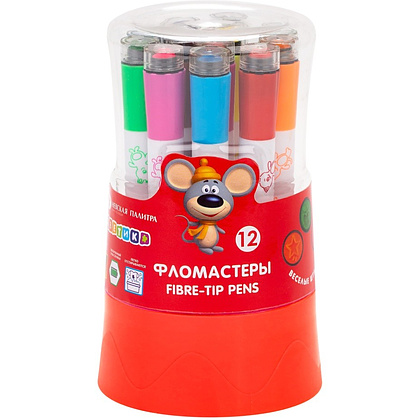 Фломастеры "Цветик", 12 шт., со штампами - 2