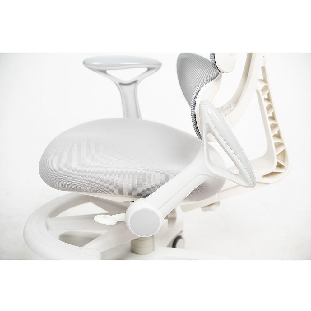 Кресло детское Ergosmart Antey, ткань, пластик, корпус белый, подставка для ног, с чехлом розовым, серый - 10