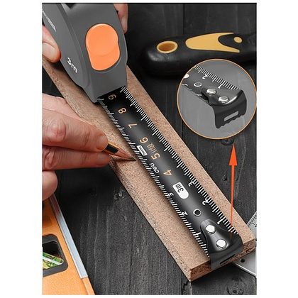 Рулетка Deli HS HT8316C, 3м х 16 мм, Soft Touch, оранжевый - 7