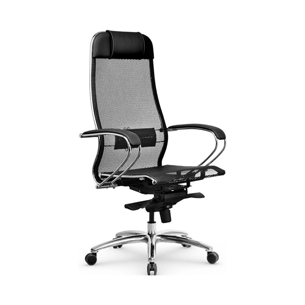 Кресло для руководителя "Metta Samurai S-1.04 Black", экокожа, сетка, металл, черный