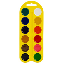 Краски акварельные "Цветик", 12 цветов, пластик, желтый