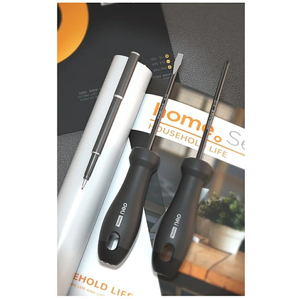 Набор отверток Deli HS EHT1002, 2 шт.(PH1х100,SL5х100), Soft Touch, черный - 3