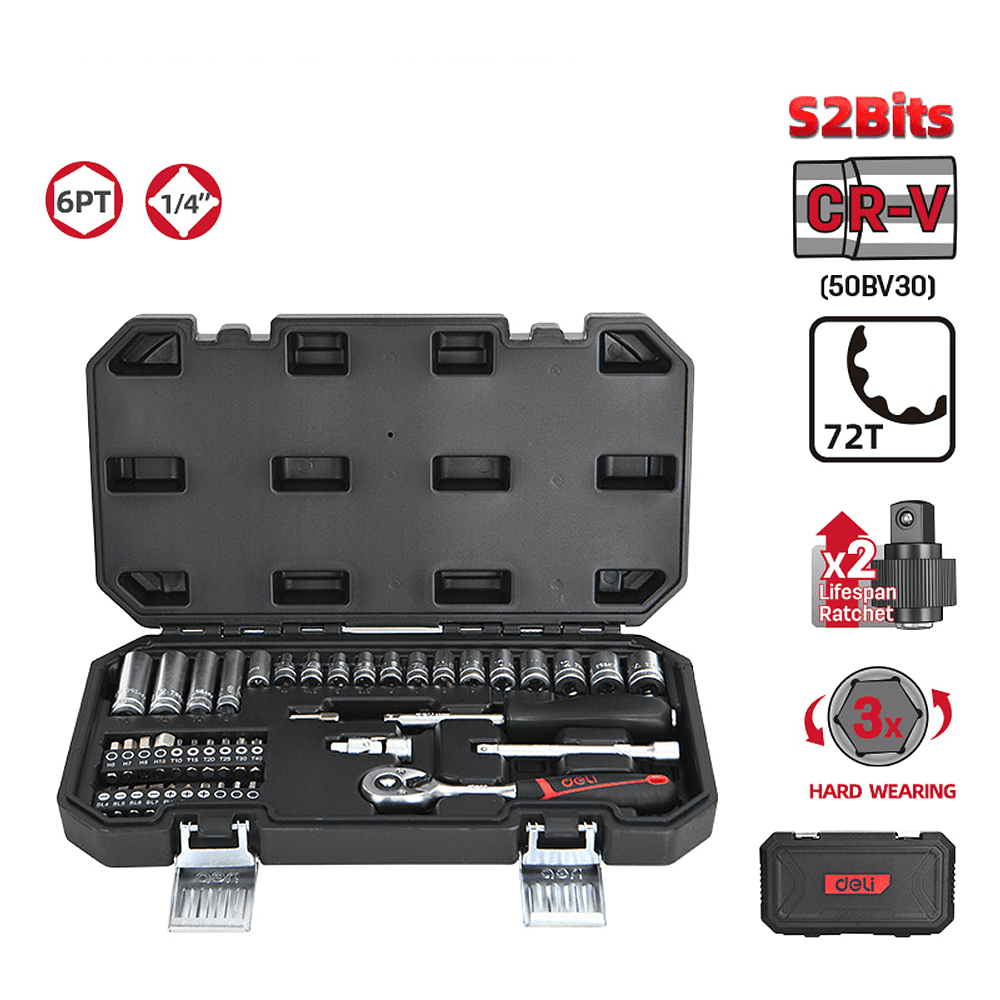 Набор инструмента 1/4" Deli RS EDQ41043, 43 шт - 9