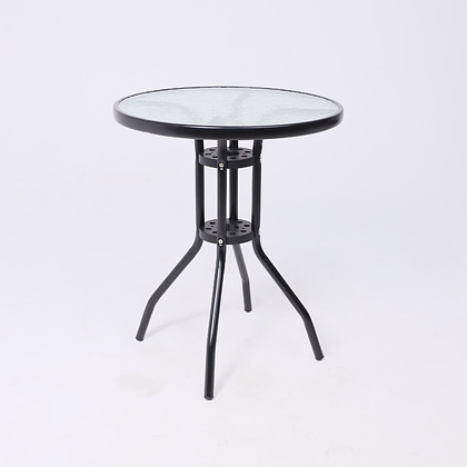 Стол садовый VERONA, 800х800х730 мм, сталь черная, закаленное стекло 5мм - 4