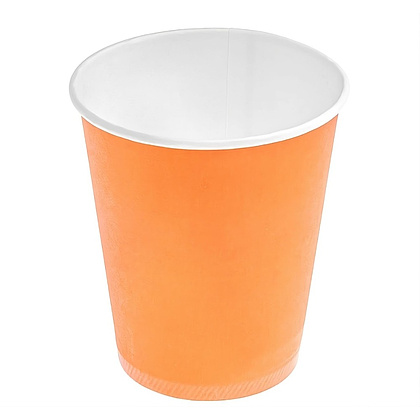 Стакан картонный 250мл, 1сл., 50шт/упак, оранжевый