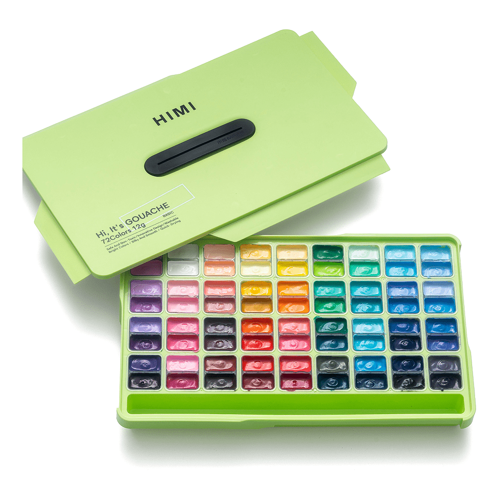 Краски гуашевые "Himi Jelly Cup", набор 72 цветов, 12 мл, кювета, пластиковый футляр