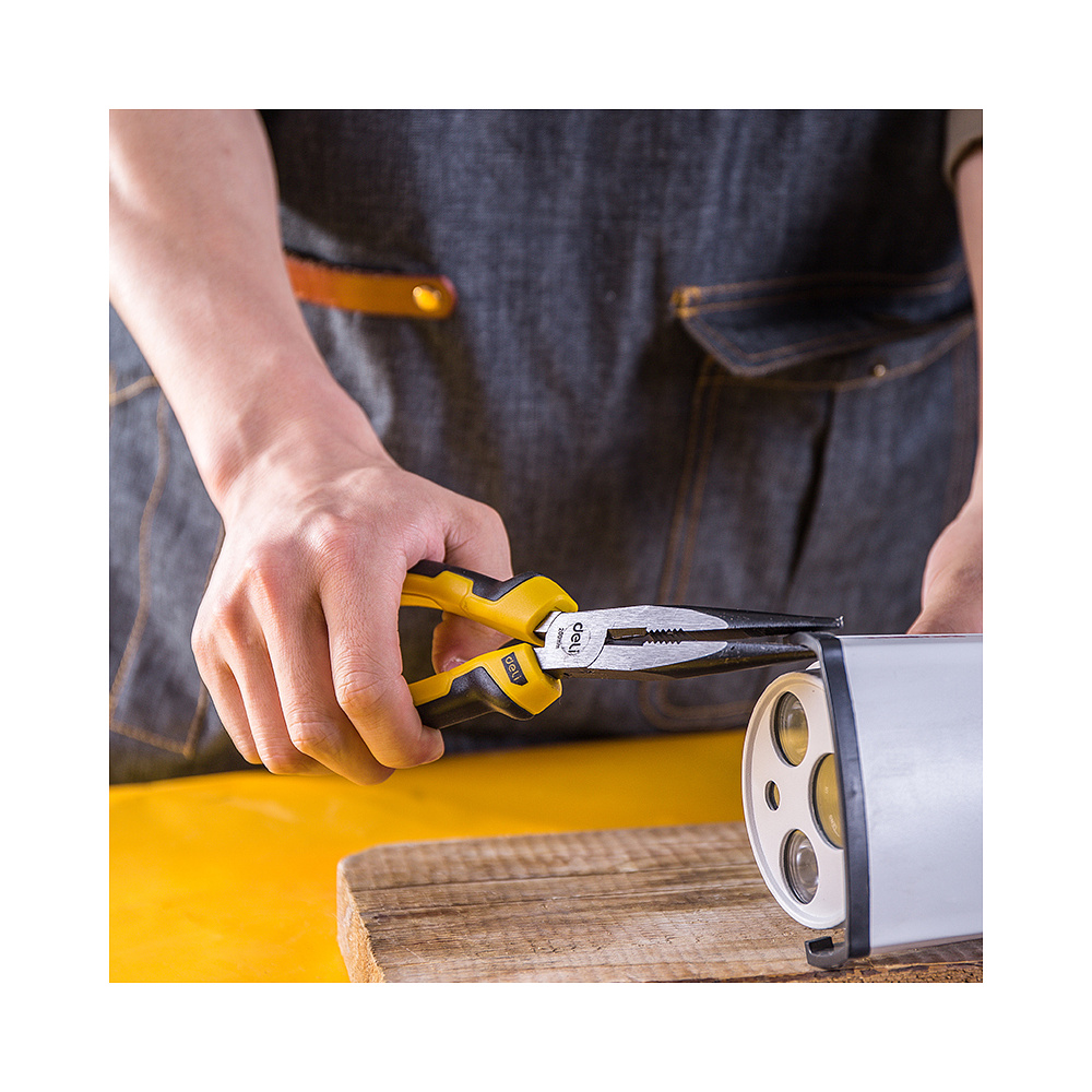 Длинногубцы Deli "EDL2108", 200 мм, желтый, черный - 4