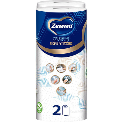 Полотенца бумажные Zemma Expert, 2 рулона, 3 слоя, декор - 3