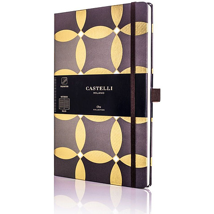Блокнот Castelli Milano "Oro Circles", А5, 120 листов, линейка, серый, золотистый