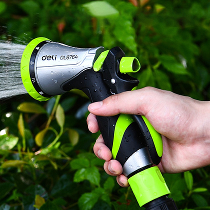 Пистолет-распылитель Deli GS EDL8764, 10 функций, быстросъем, фиксатор курка, корпус аллюм., черный, зеленый - 5