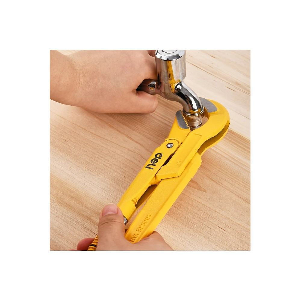 Ключ трубный Deli YS EDL105255 1.5", тип S, расрытие губок 55 мм, желтый - 5