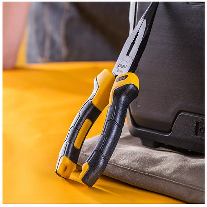 Длинногубцы Deli YS EDL2108Z, 200 мм., желтый, черный - 2