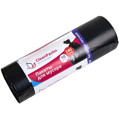 Мешки для мусора CleanPavline Выгодные, 240 л, 35 мкм, 88х120 см, ПВД, 10 шт/рулон, черный - 7