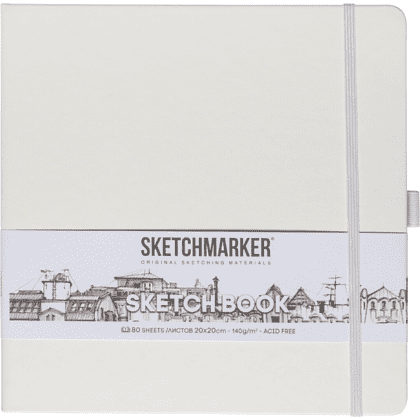 Скетчбук "Sketchmarker", 80 листов, 20x20 см, 140 г/м2, белый 