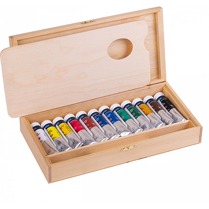 Краски масляные "Ладога", набор 12 цветов, 18 мл.