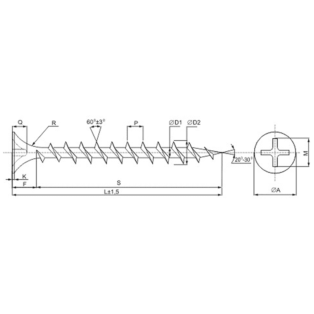 Саморез 3.5х45 мм для монтажа ГКЛ к дереву, фосфат, 500 шт. - 2