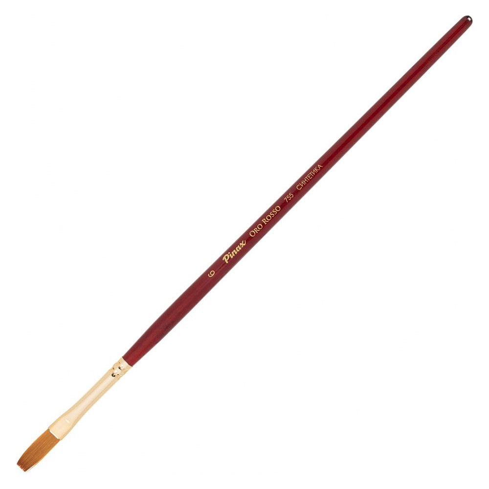 Кисть для рисования "Pinax ORO ROSSO", синтетика, плоская, удлиненная, №6