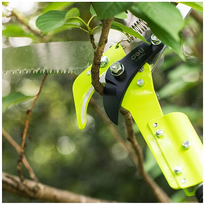 Высоторез-сучкорез с секатором штанговый DELI DL580512, серебристый, зеленый - 4