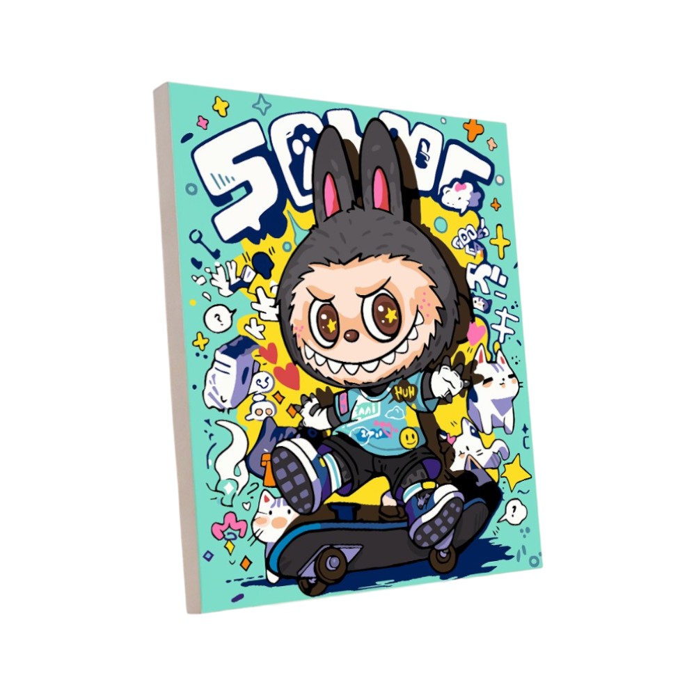 Картина по номерам "Лабубу скейтер бирюзовый"