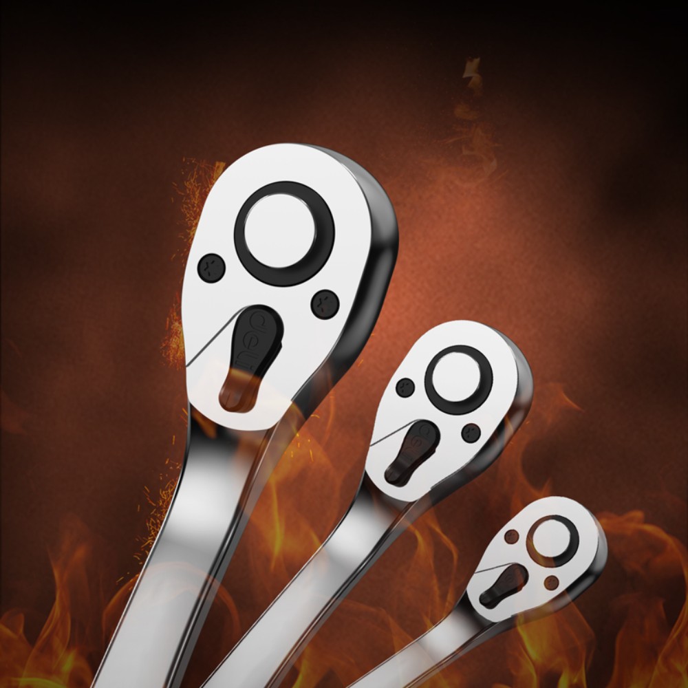 Ключ-трещотка Deli RS EDL2324 1/4", 150 мм, 72 зуба, черный, желтый - 5