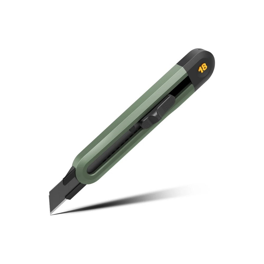 Нож строительный Deli HS EHT4018L, 18 мм, Soft Touch, зеленый