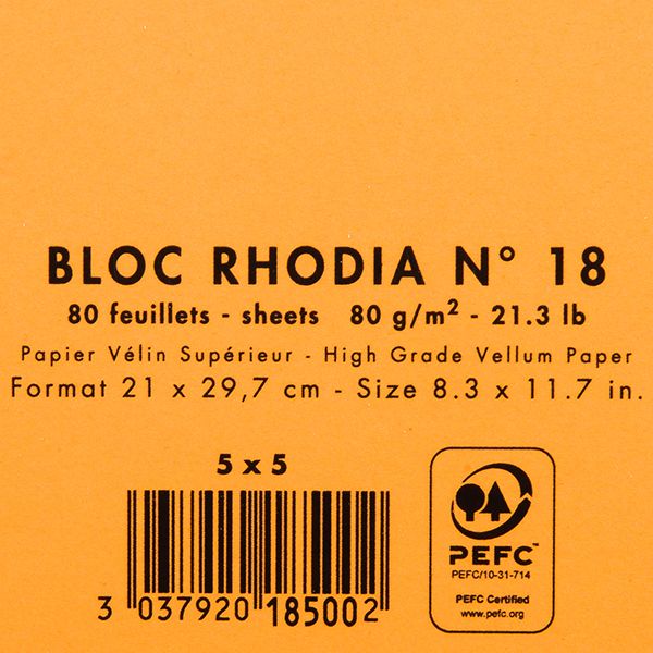 Блокнот "Rhodia", A4, 80 листов, клетка, оранжевый