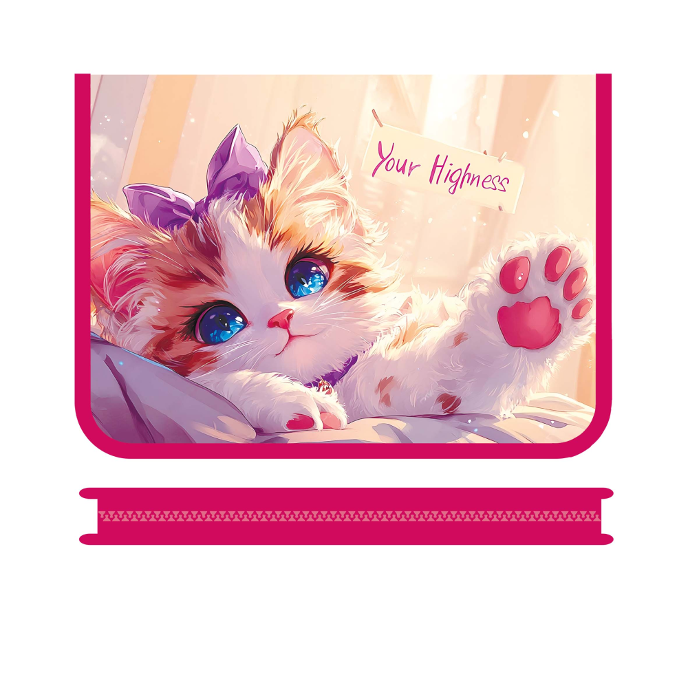 Папка для тетрадей "Голубоглазый котик", А4, на молнии, пластик, розовый