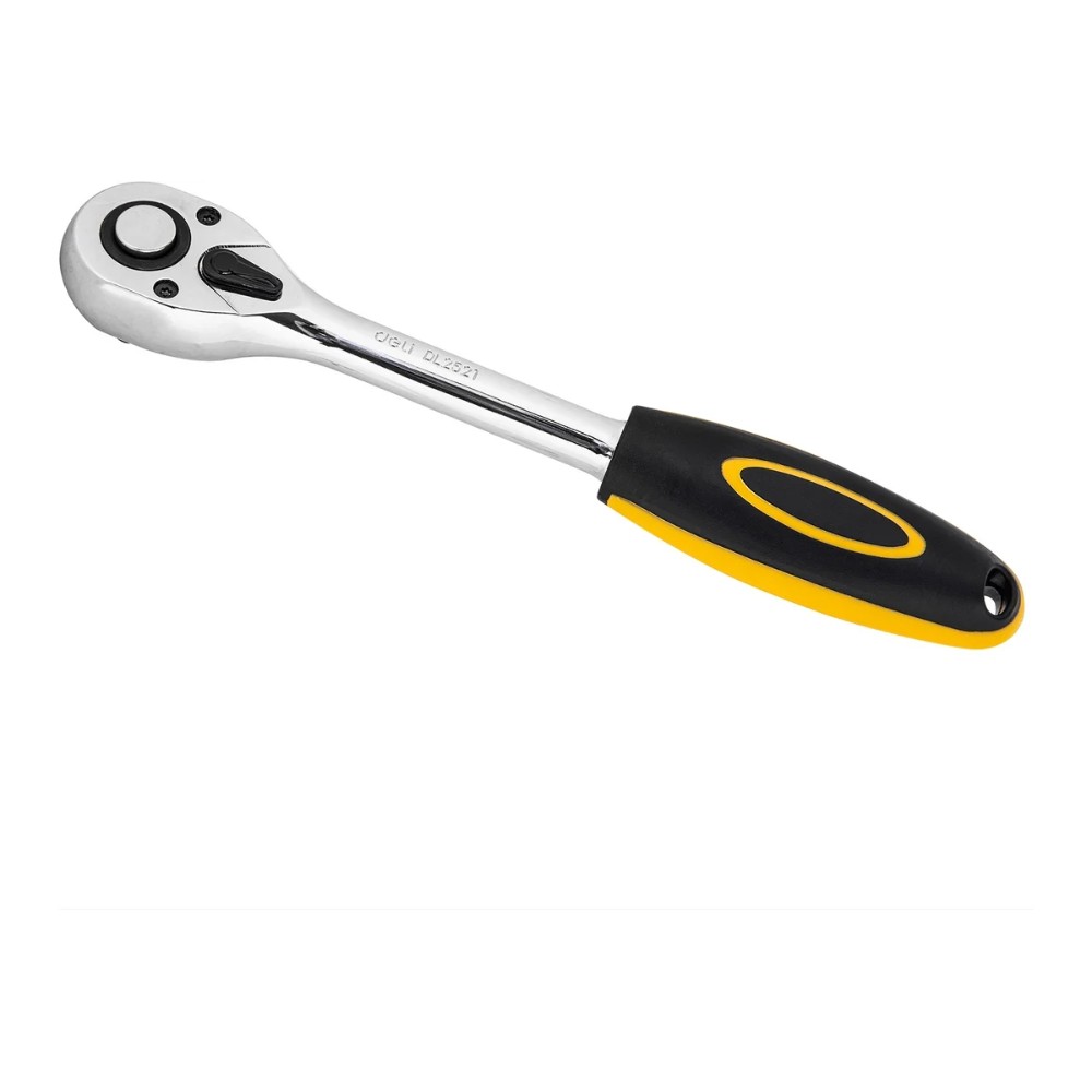 Ключ трещоточный Deli YS EDL2521 1/2", 45Т, 254 мм, с храповым механизмом, черный, желтый - 7