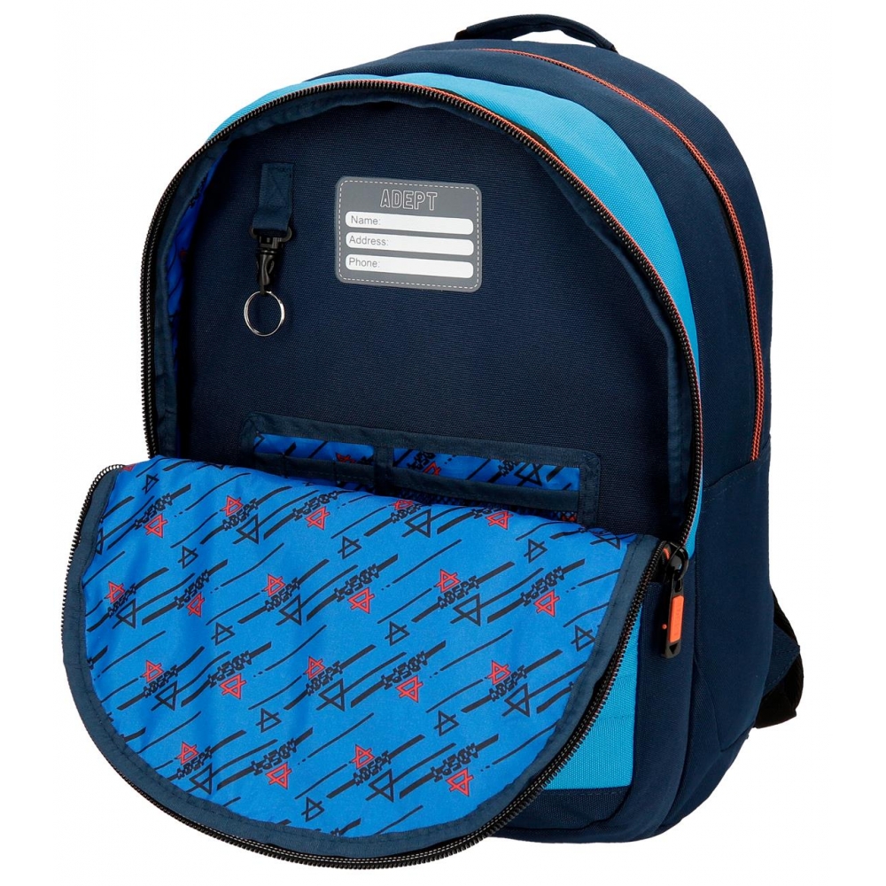 Рюкзак молодежный Enso "Adept" L, темно-синий, голубой