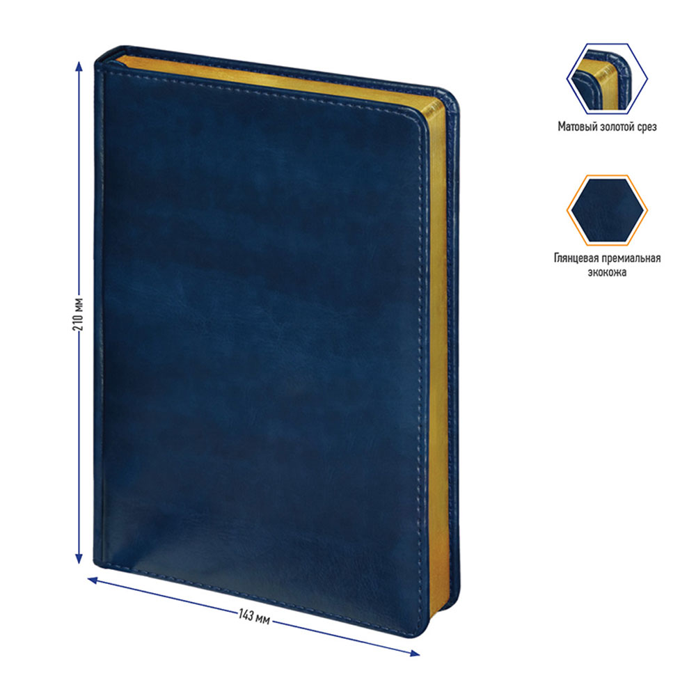 Ежедневник недатированный "xGold", А5, 320 страниц, синий - 3