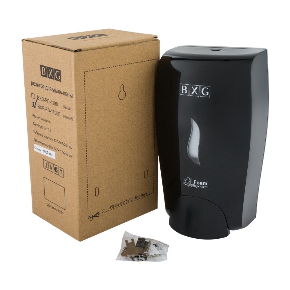 Диспенсер BXG-FD-1198В, для мыла-пены 1 л, пластик, черный - 7