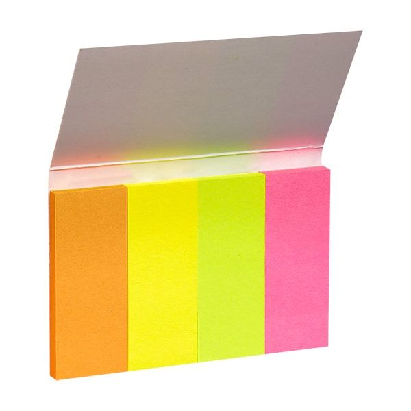 Закладки бумажные клейкие "Kores Notes", 20x50 мм, 200 шт, ассорти