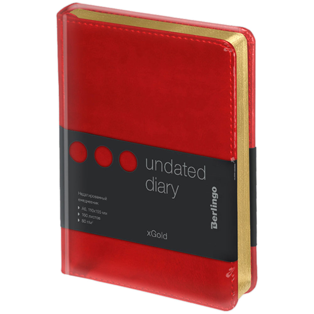 Ежедневник недатированный "xGold", А6, 320 страниц, красный - 9