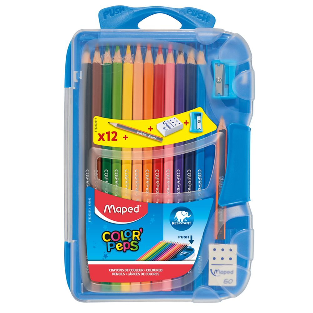 Цветные карандаши "Color Peps" + точилка + ластик + простой карандаш