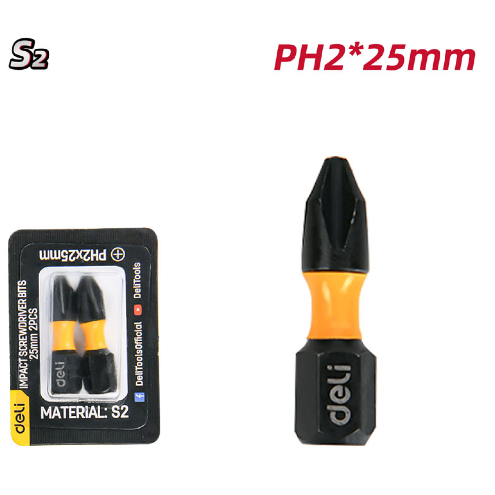 Бита Deli YS EDL251002Z, ударная, 2 шт., PH2 x 25 мм - 5