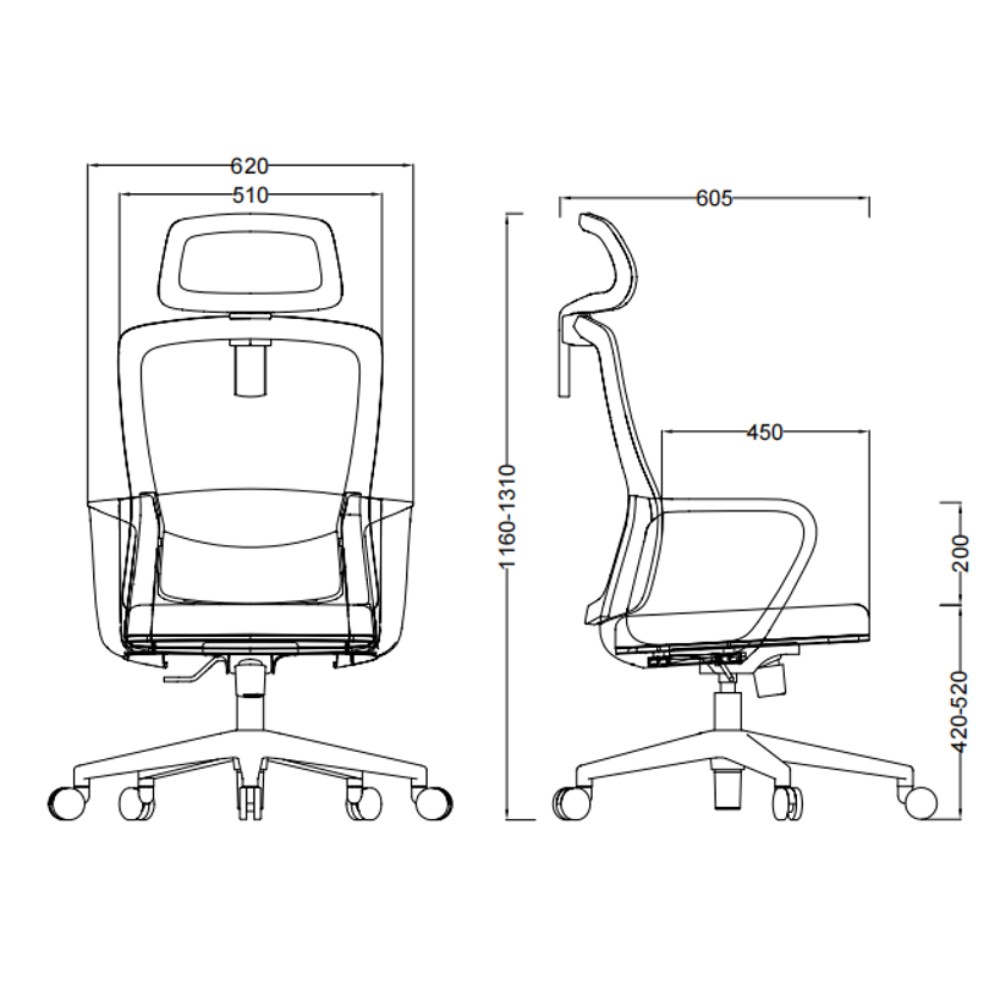 Кресло компьютерное SitZone U-060A, сетка, ткань, черный - 6