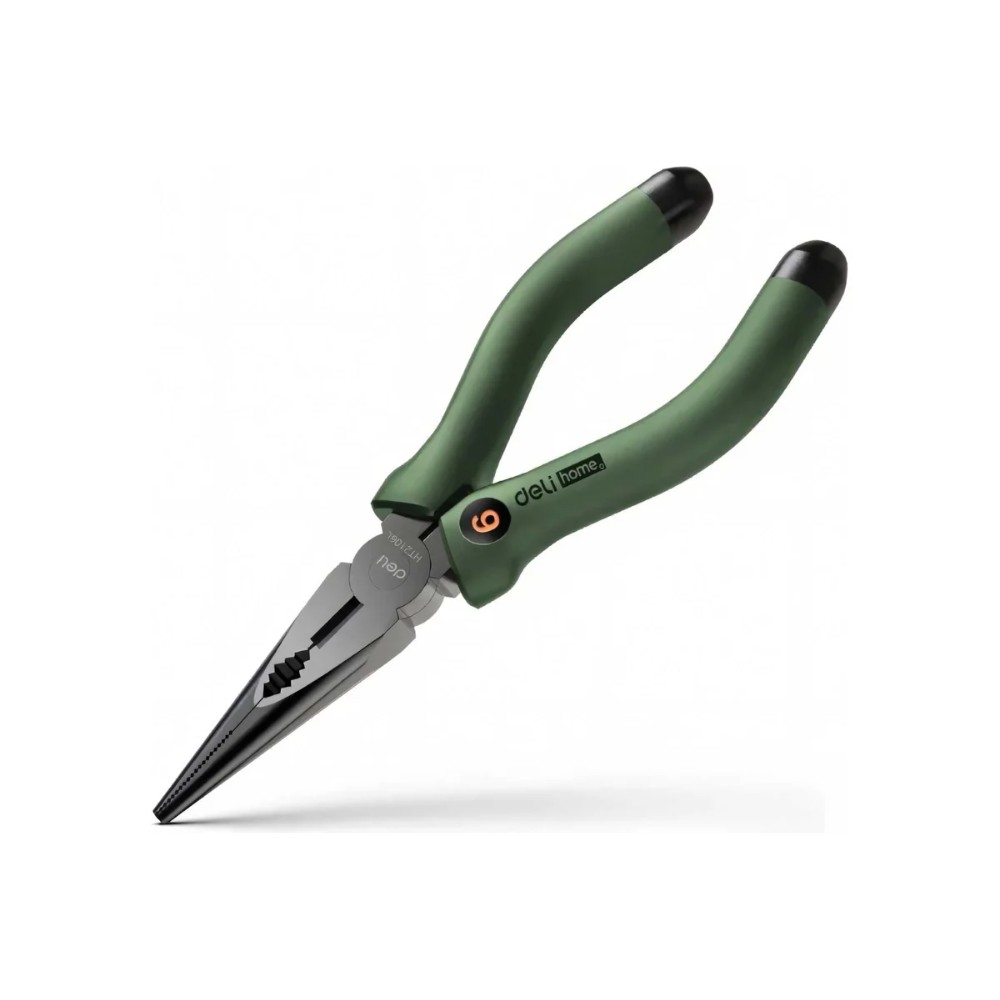 Длинногубцы Deli HS EHT2106L, 160 мм, Soft Touch, зеленый