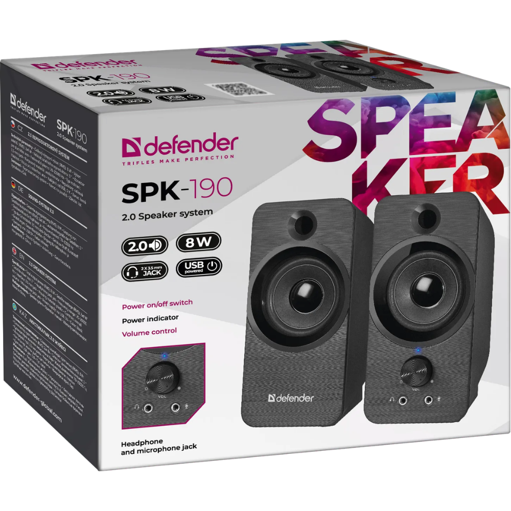 Акустическая система Defender SPK-190, 8 Вт, USB, черный  - 4