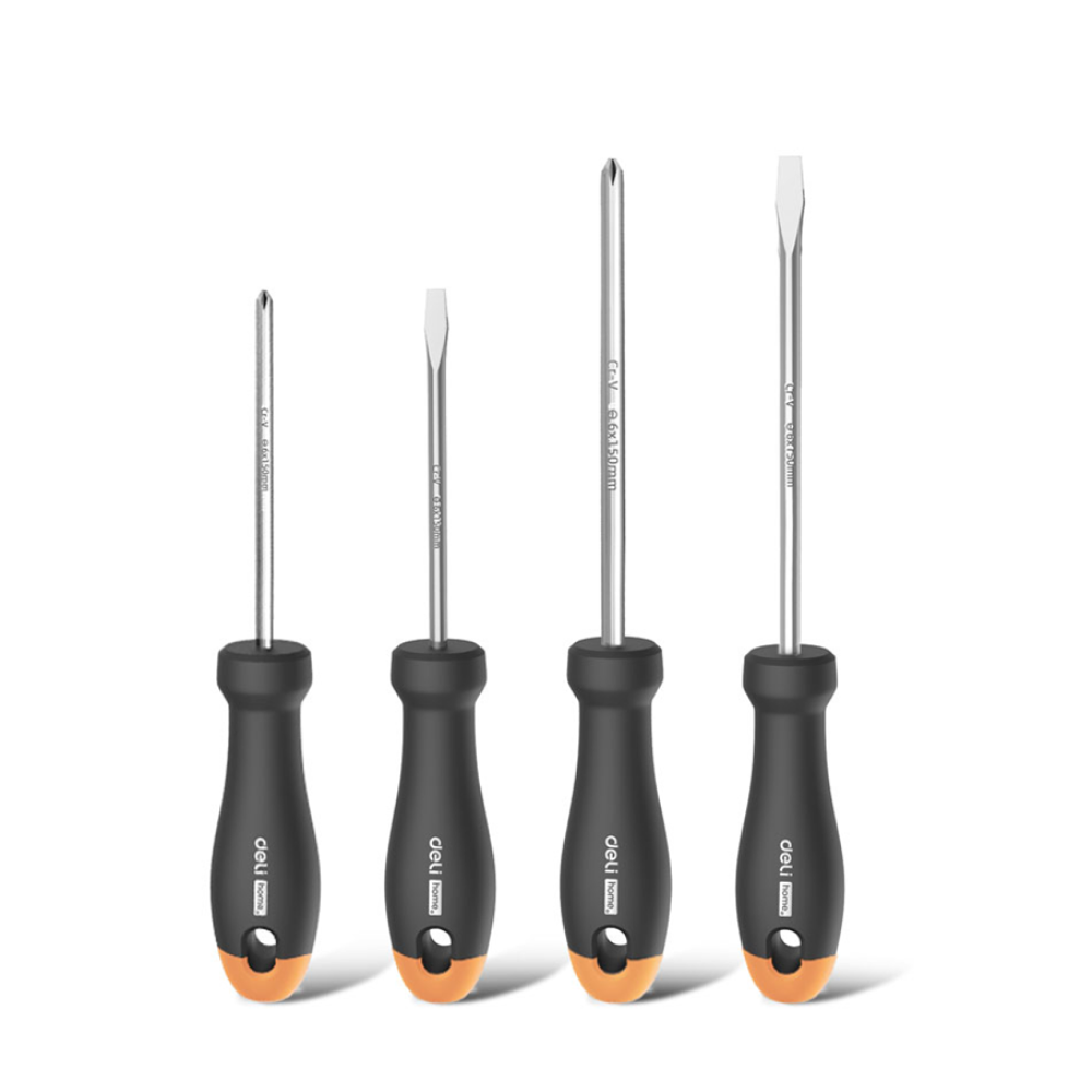 Набор отверток Deli "HT1004C", 4 шт, черный, оранжевый