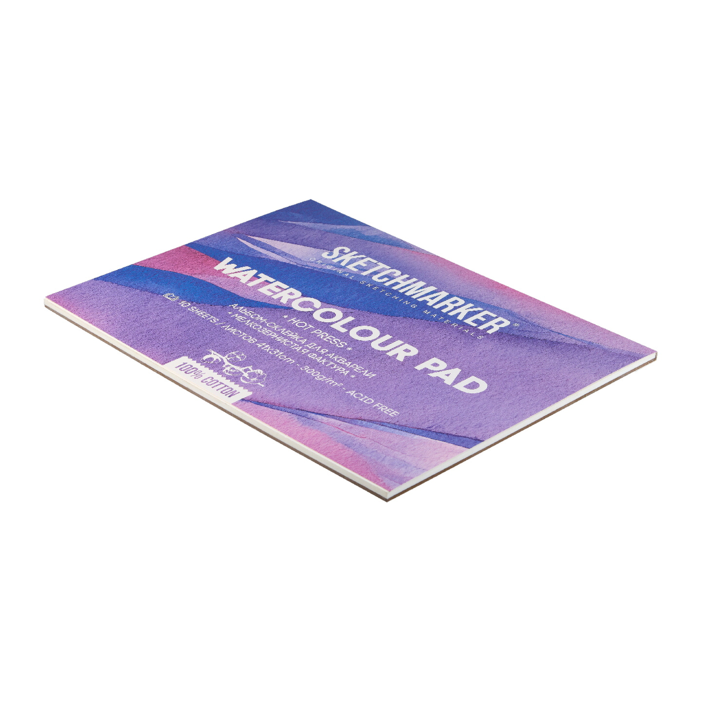Блок бумаги для акварели "Sketchmarker", А3, 300 г/м2, 10 листов, мелкозернистая - 2